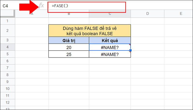 Lỗi #NAME? do sai t&ecirc;n h&agrave;m